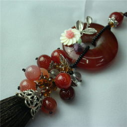 天然瑪瑙汽車掛件 帶花平安扣，打造精品汽車內飾